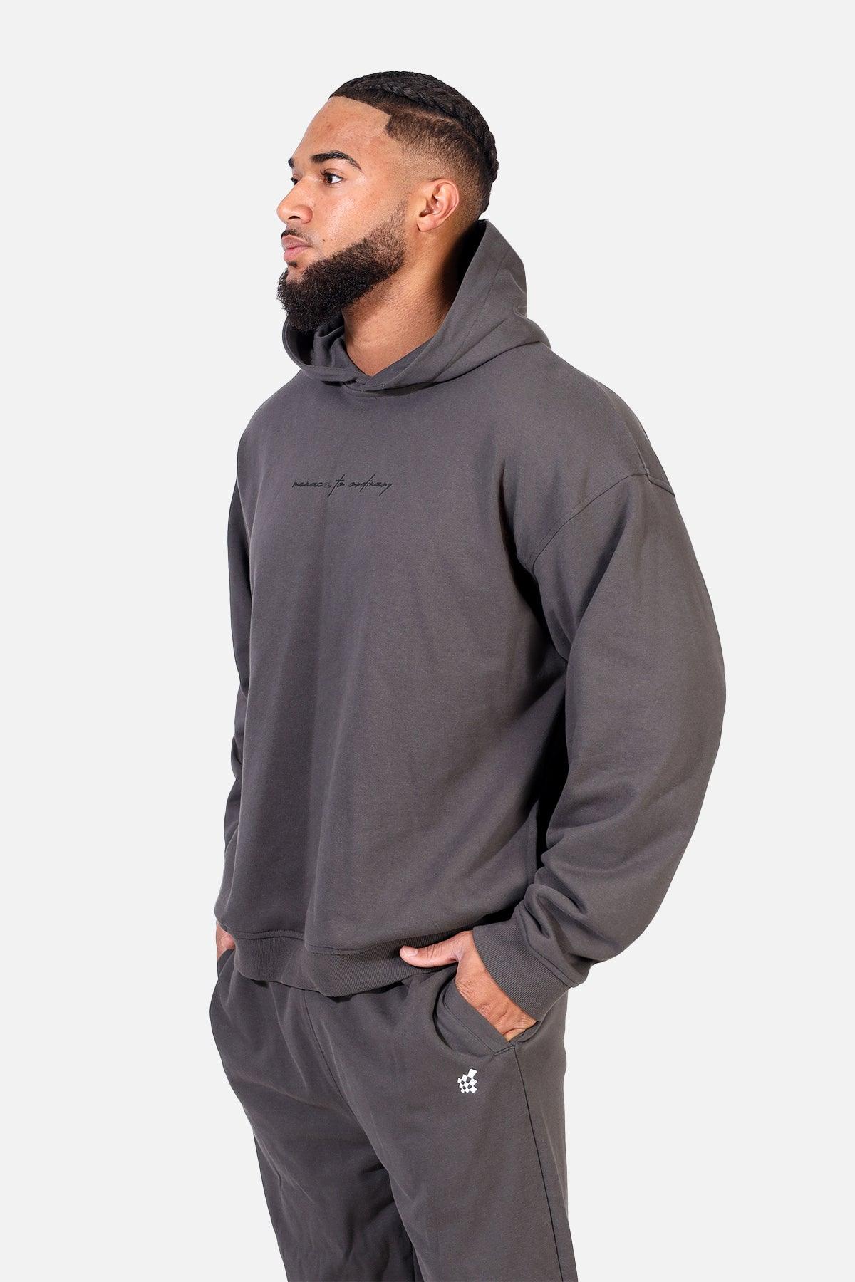 Jed North Essentials Relaxed Hoodie - Dunkelgrau