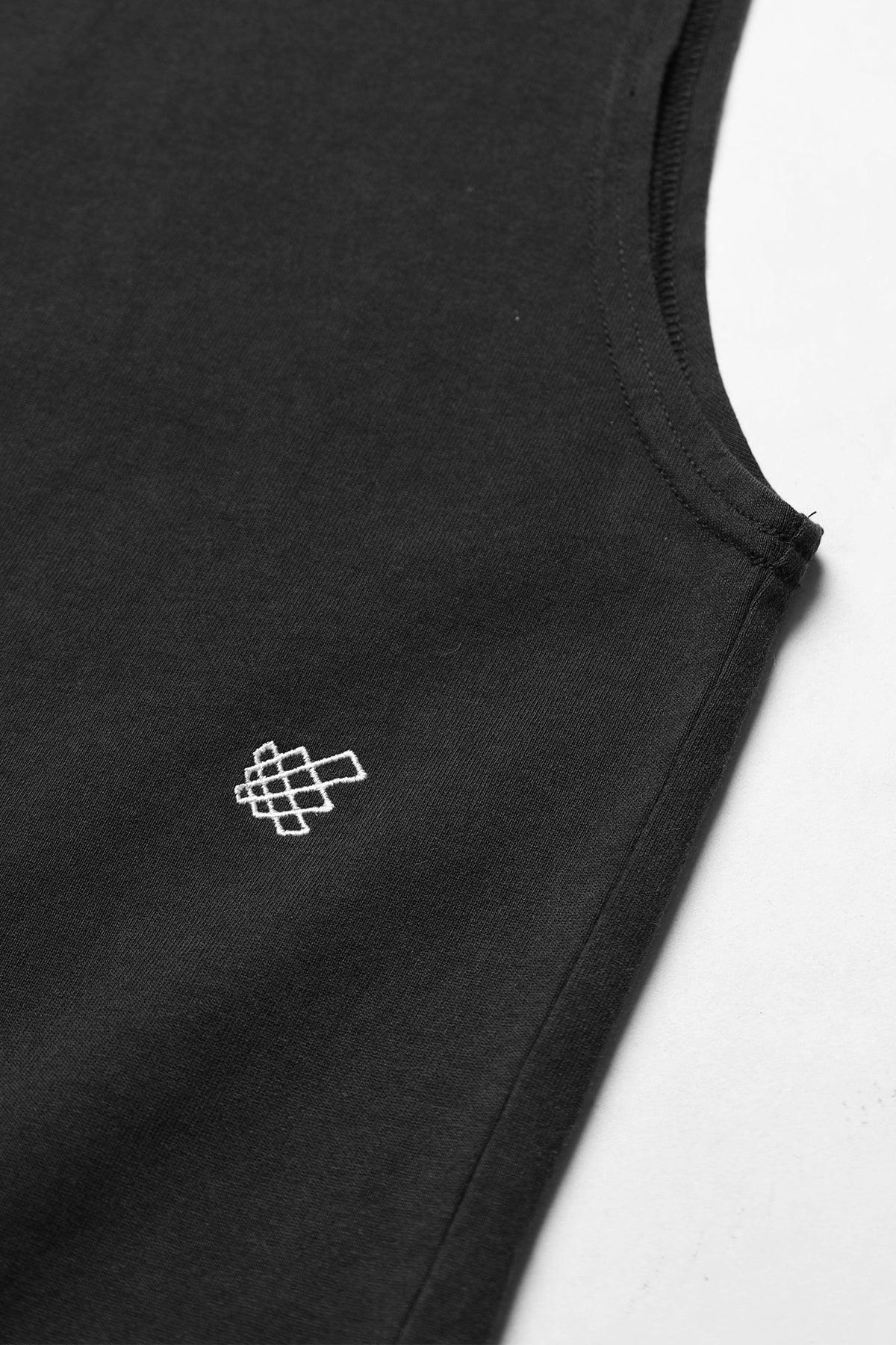 Jed North – Übergroßes, verwaschenes, ärmelloses T-Shirt – verwaschenes Schwarz