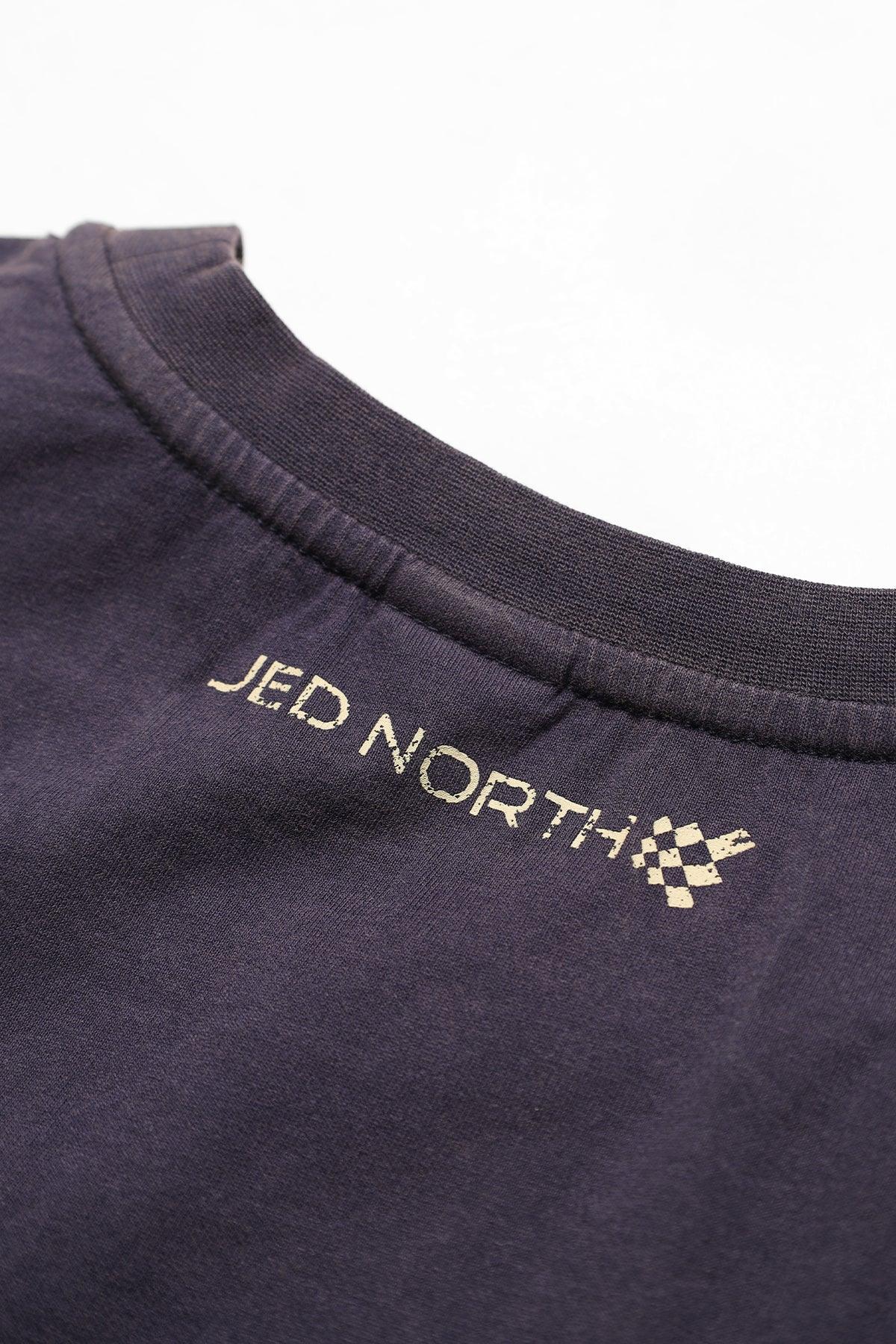 Jed North – Übergroßes, verwaschenes, ärmelloses T-Shirt – verwaschenes Marineblau