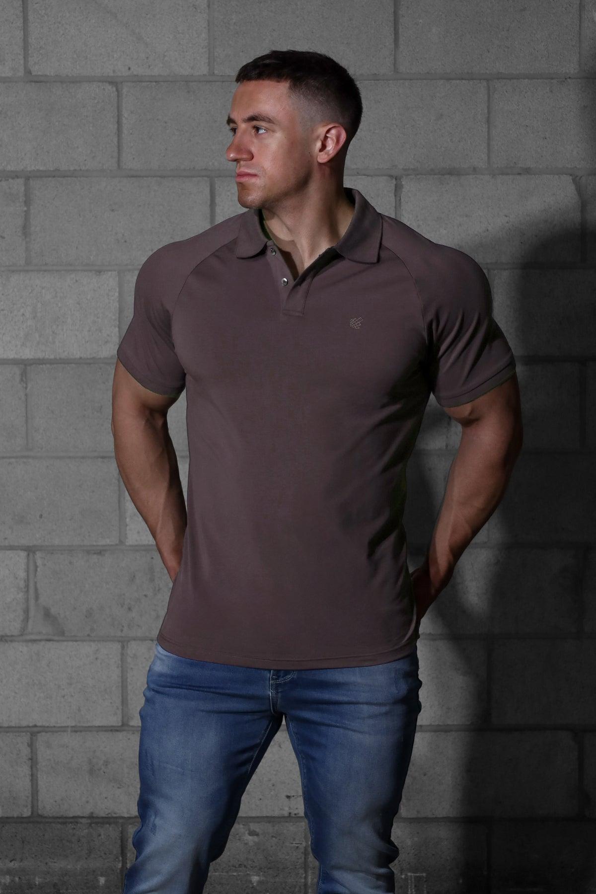 Jed North Muscle Fit All-Day Polo T-Shirt - Dunkelgrau