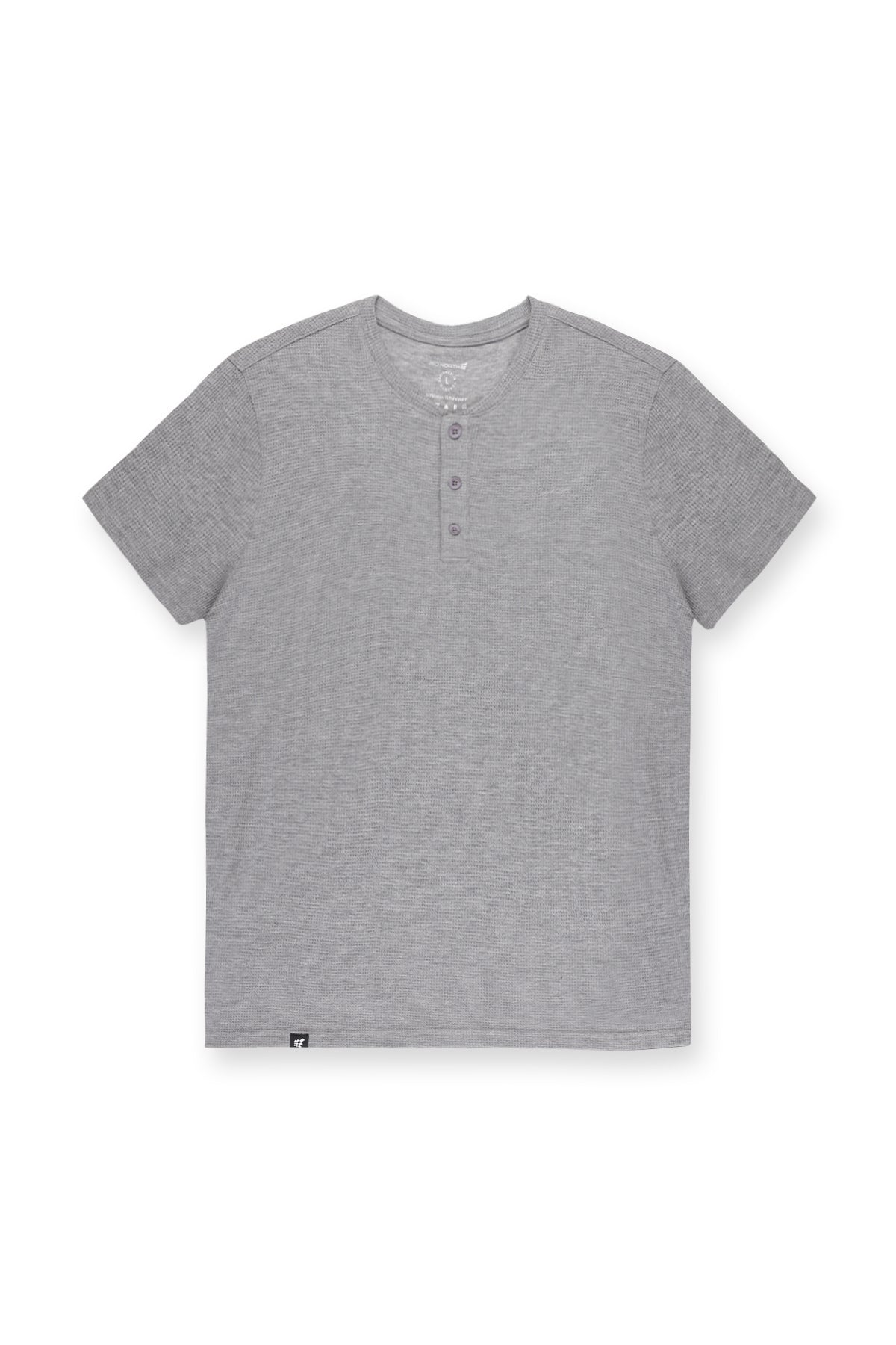 Jed North Waffel-Henley-T-Shirt - Hellgrau