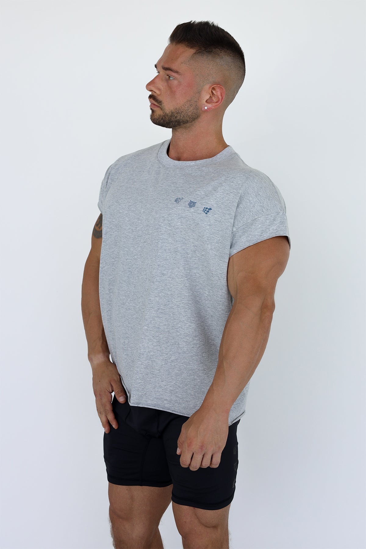 Jed North Oversized Raw-Cut Cropped Tee – Heather Grey