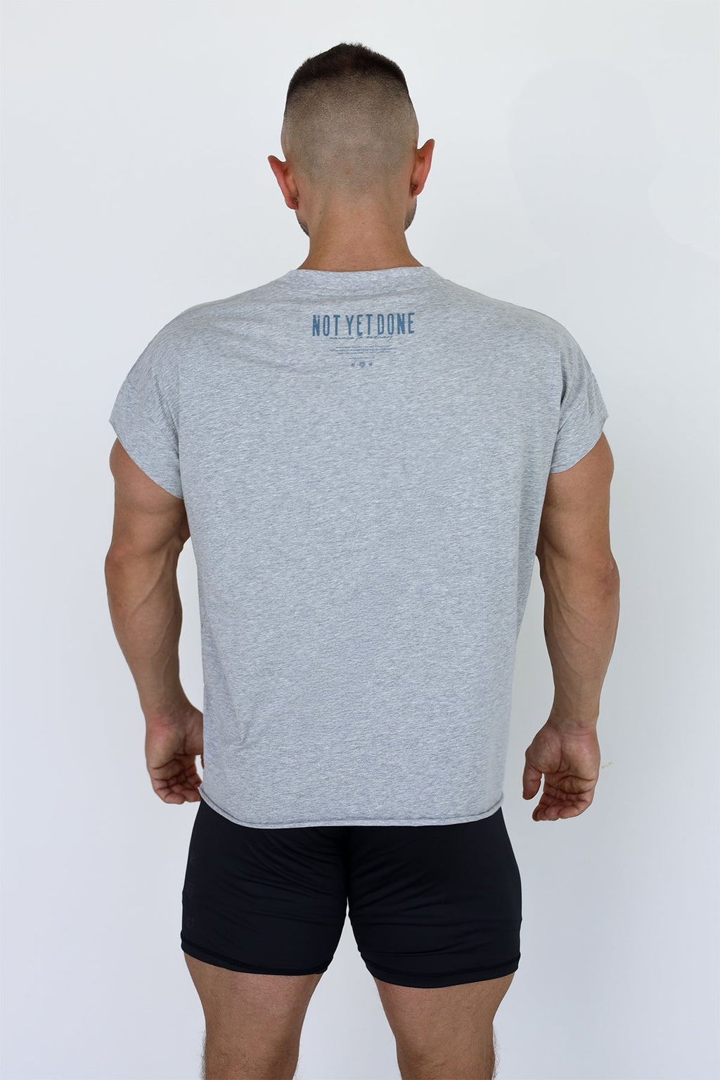 Jed North Oversized Raw-Cut Cropped Tee – Heather Grey