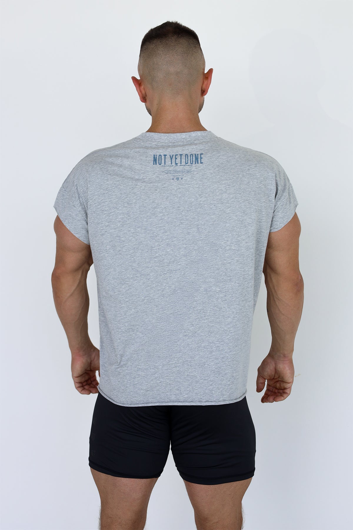 Jed North Oversized Raw-Cut Cropped Tee – Heather Grey