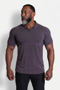 Jed North Premium Muscle-Fit Polo-T-Shirt mit Reißverschluss – Dunkelgrau