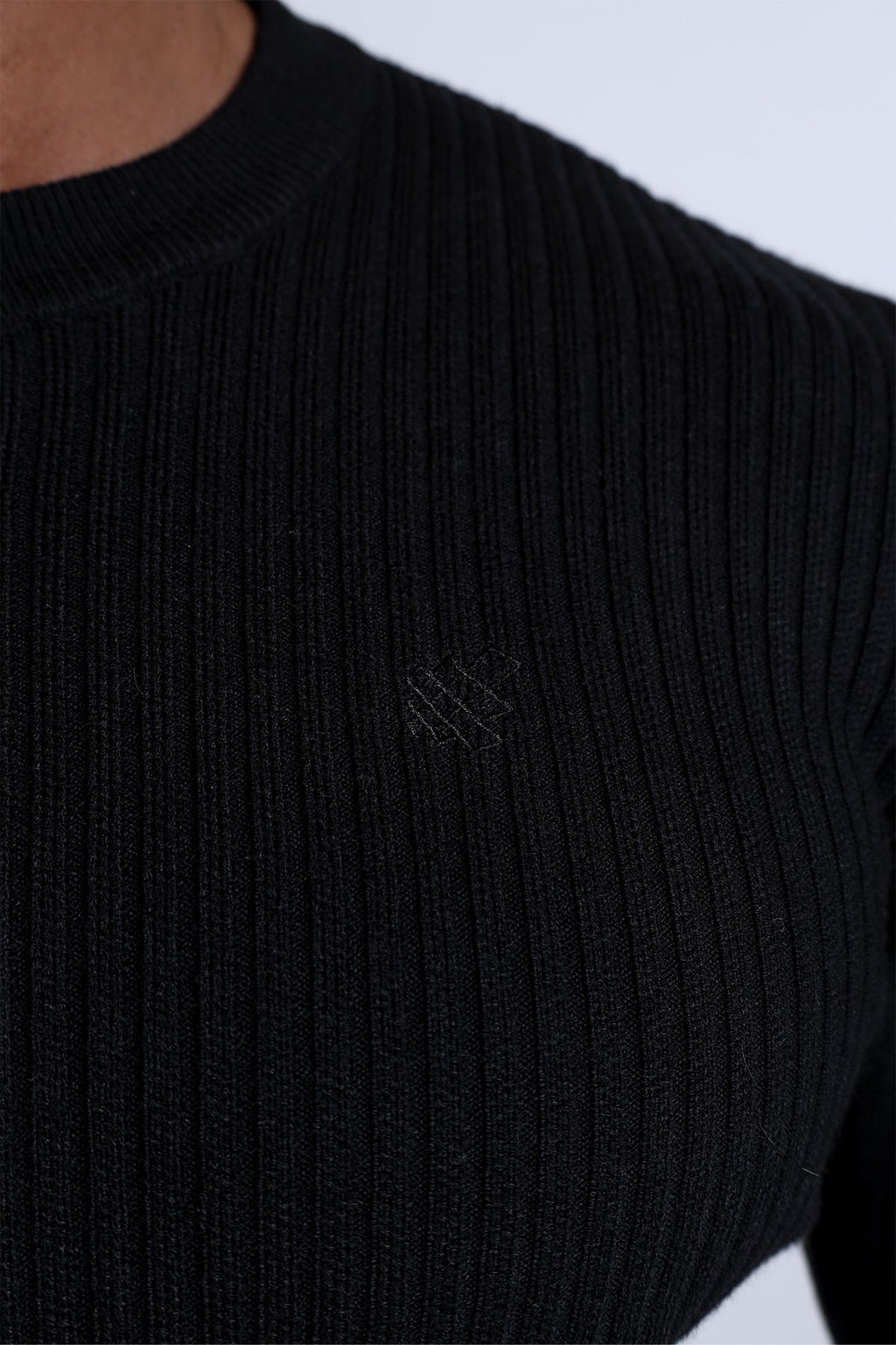 Jed North Men's Classic Henley Sweater  - Black