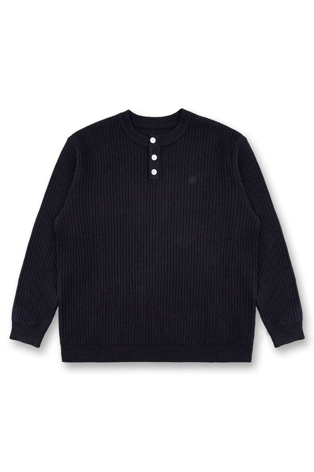 Jed North Men's Classic Henley Sweater  - Black