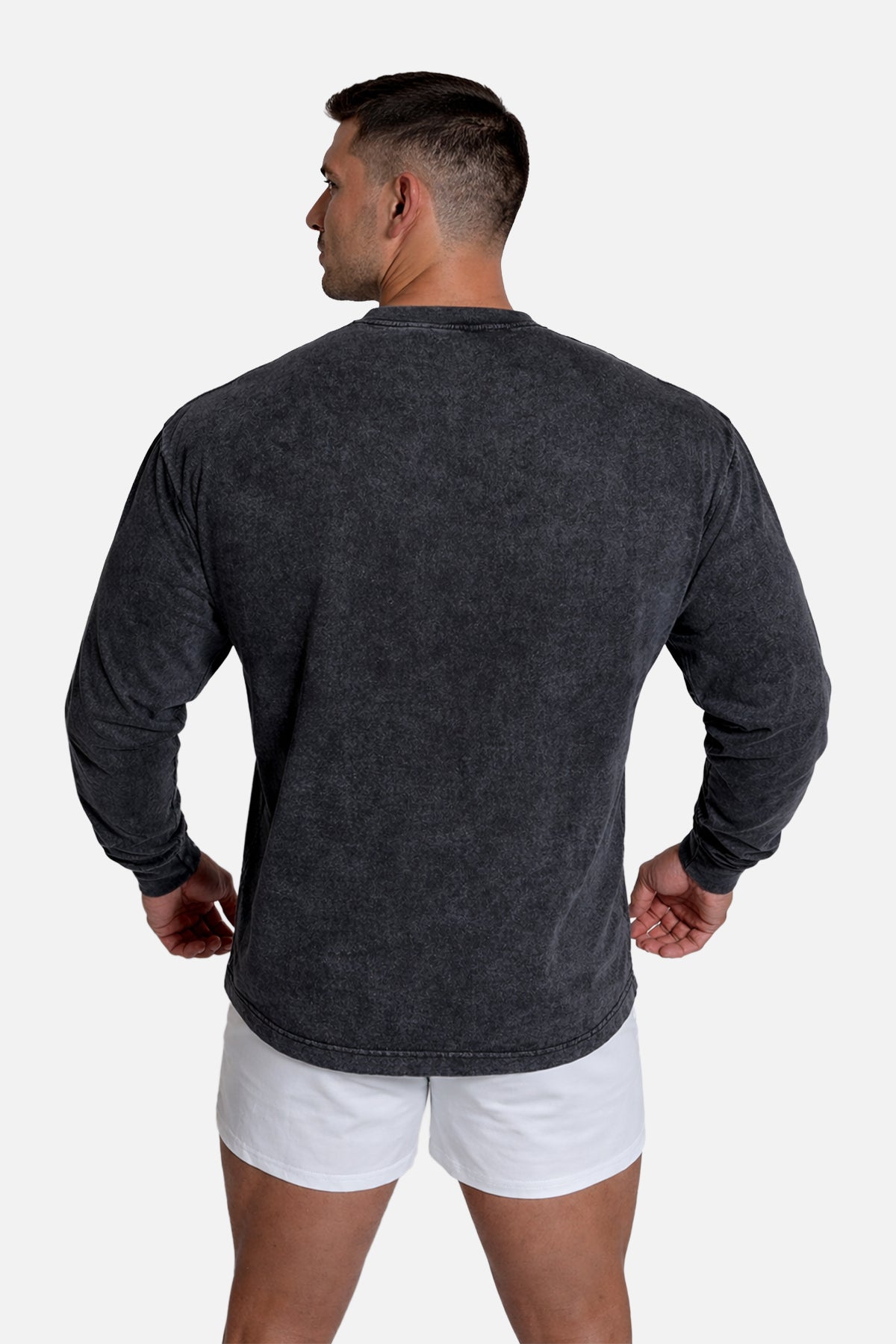 Camiseta de manga larga lavada vintage Jed North - Negro
