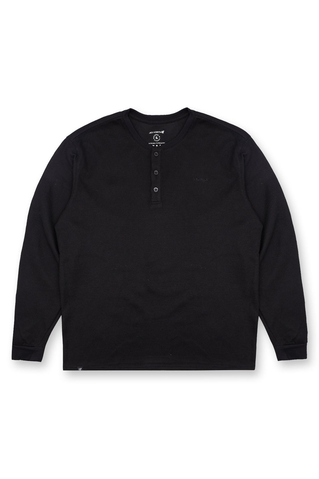 Jed North Men's Waffle Knit Henley Long Sleeve T-Shirt - Black