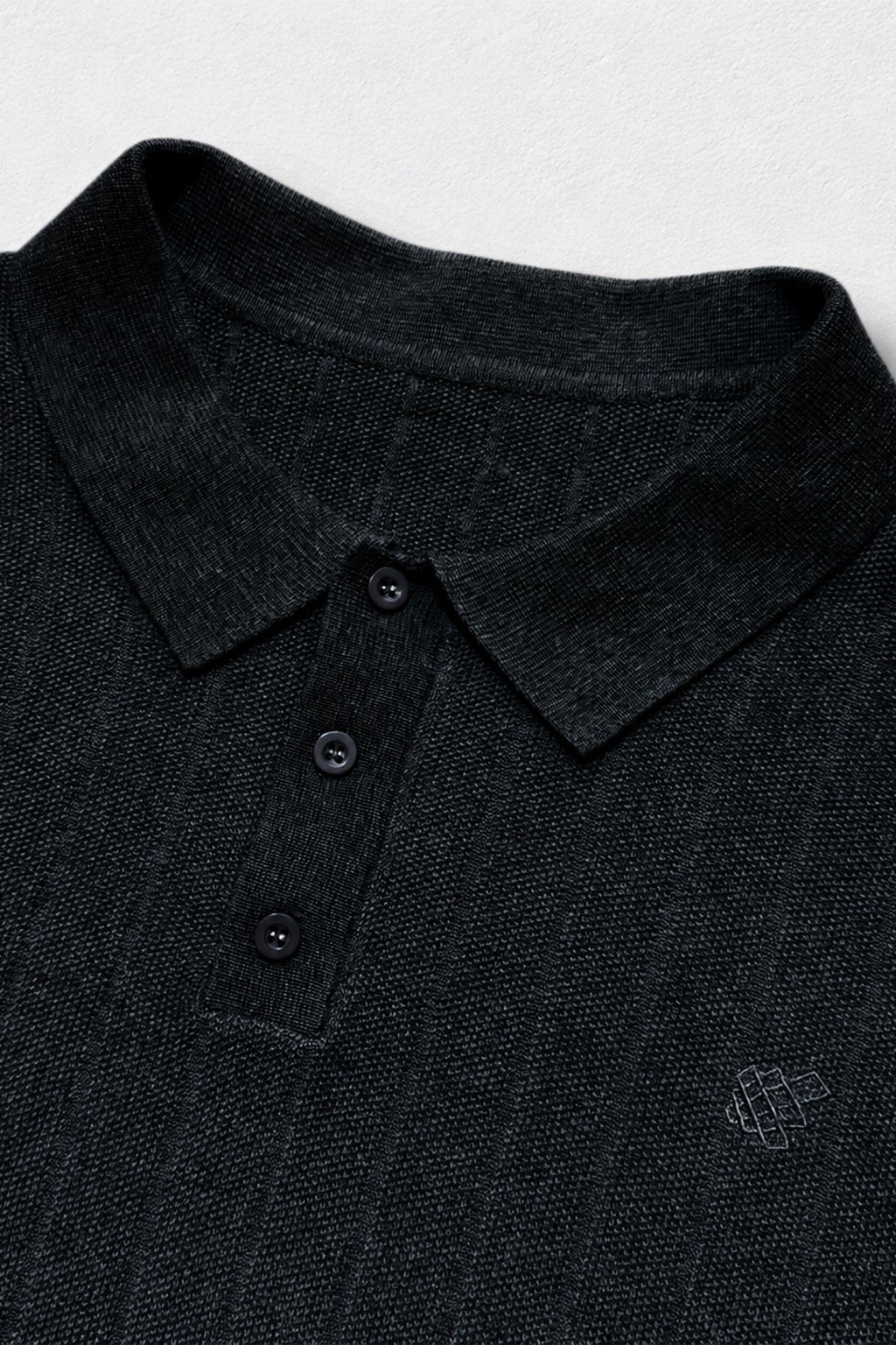 Jed North Men's Rib Knit Collared Polo  - Onyx Black