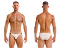 Beige jor 2156 eros bikini briefs with black trim at the waistband in a soft fabric for comfortable wear