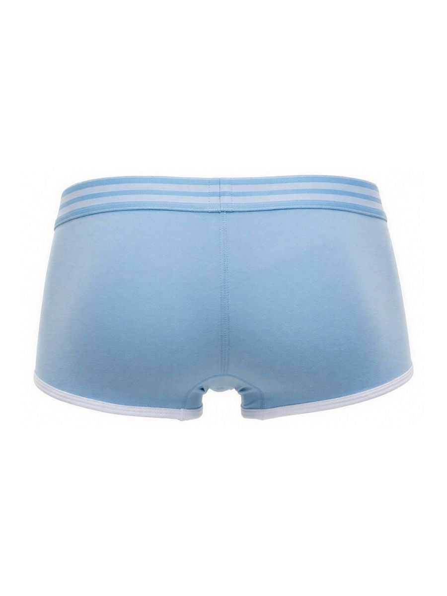 Light blue jor 2320 college trunks briefs with white trim and three horizontal stripes on the waistband
