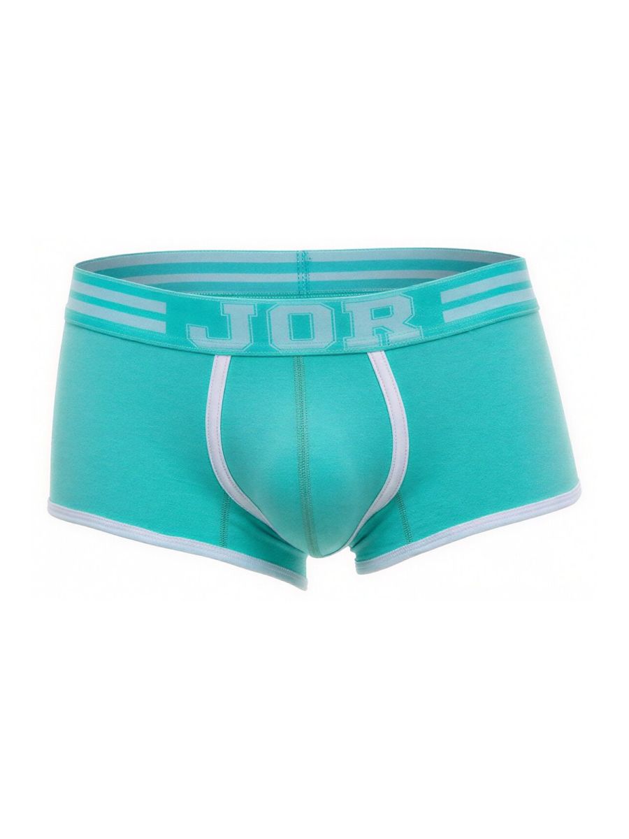 Jor 2320 college trunks men’s turquoise mint briefs with white trim and logo waistband for everyday comfort