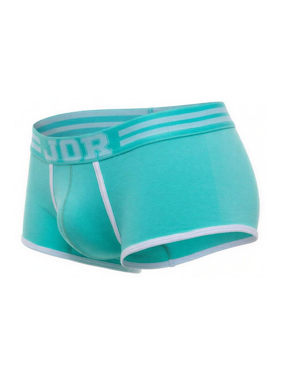 Turquoise jor 2320 college trunks men’s briefs with white trim and branded waistband in mint color
