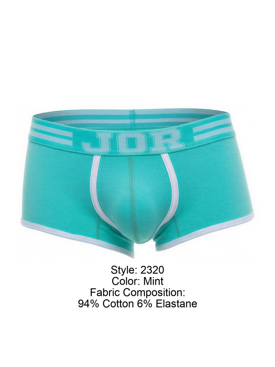 Jor 2320 college trunks mint men’s briefs with white trim elastic waistband comfortable fabric