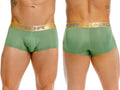 Green jor 2326 soho trunks briefs with gold waistband featuring jor logo and star emblem in green color