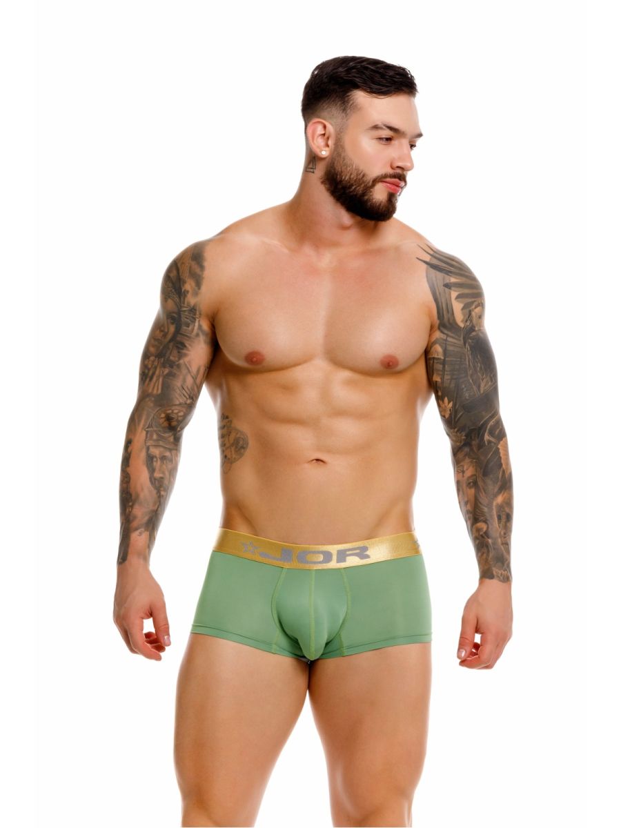 Green men’s boxer briefs jor 2326 soho trunks with gold dior logo waistband in comfortable fabric