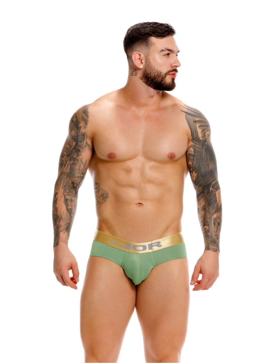 Green dior soho briefs with a gold waistband featuring breathable fabric for comfortable everyday wear