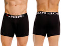 Black ribbed jor 2329 cronos boxer briefs with black elastic waistband and white jor logo with red star emblem