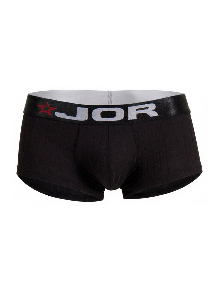 Black jor 2330 cronos trunks briefs with gray waistband featuring brand name and red star logo for comfortable wear