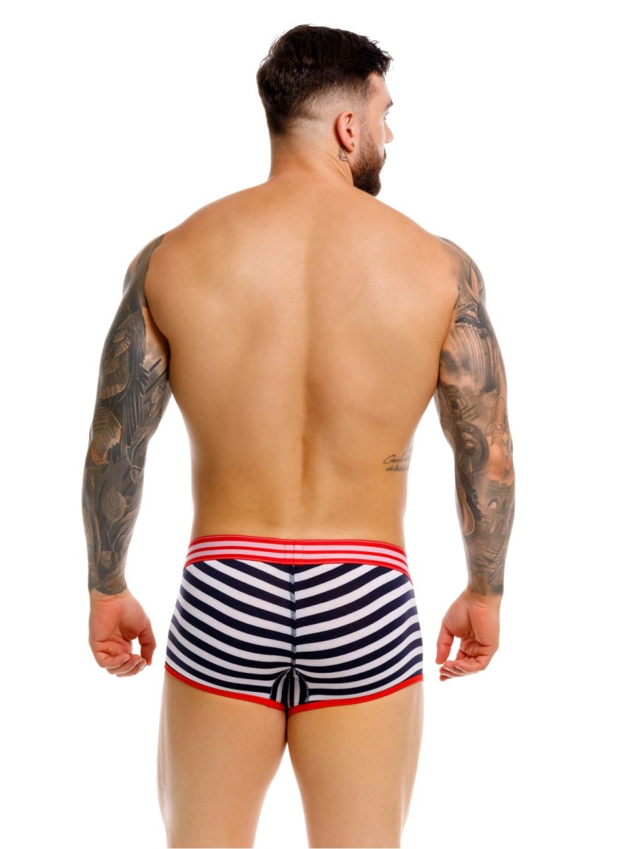 Striped navy and white briefs with red trim from jor 2334 santorini trunks color stripes collection