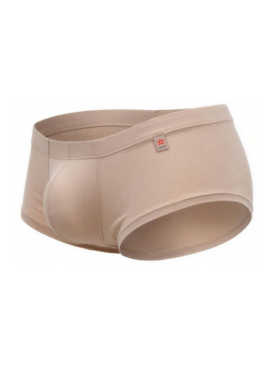 Beige jor 2347 invisible trunks men’s briefs with subtle elastic waistband and small red star logo on side