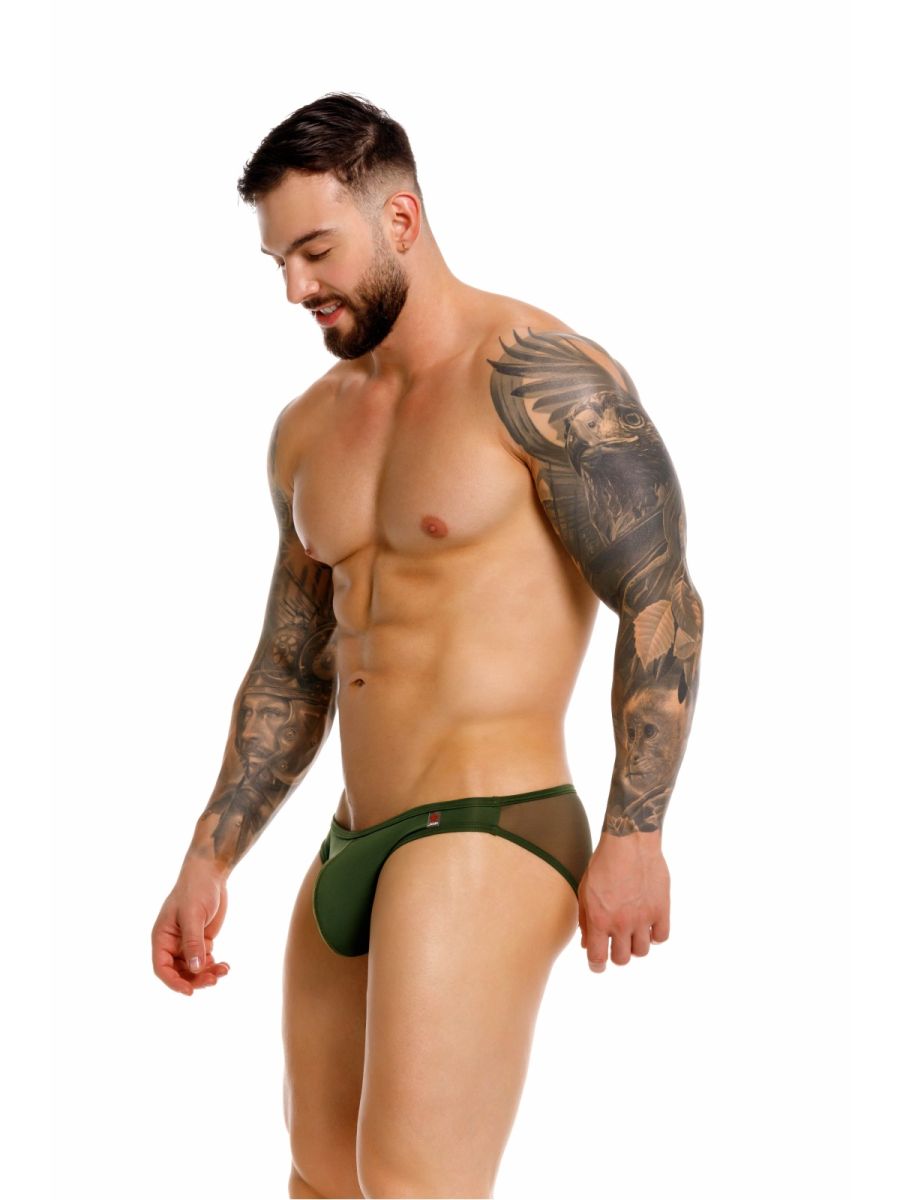 Green mesh briefs with a sleek form-fitting design in jor 2353 origin bikini color green showing front view