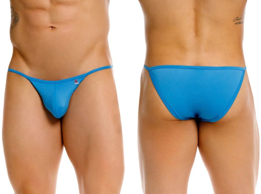 Jor 2358 axel bikini turquoise bright blue form-fitting thong underwear with subtle logo on the front