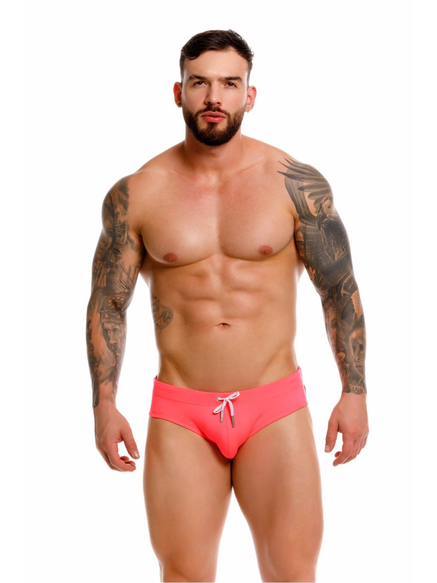 Vibrant pink jor 2387 travel swim briefs with white drawstring tie designed for comfortable beachwear