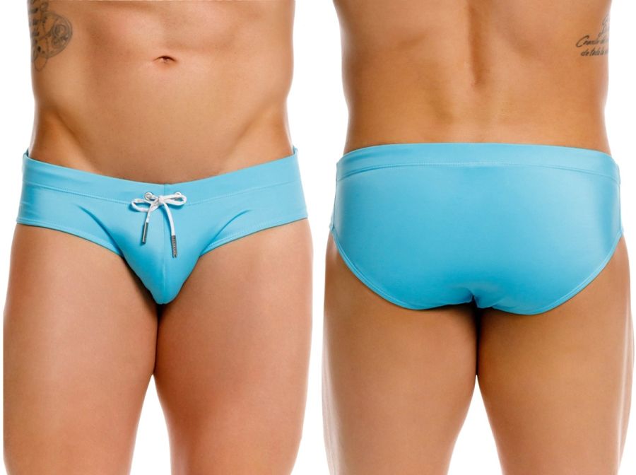 Light blue travel swim briefs by JOR 2387 with white drawstring tie designed for comfortable swimming