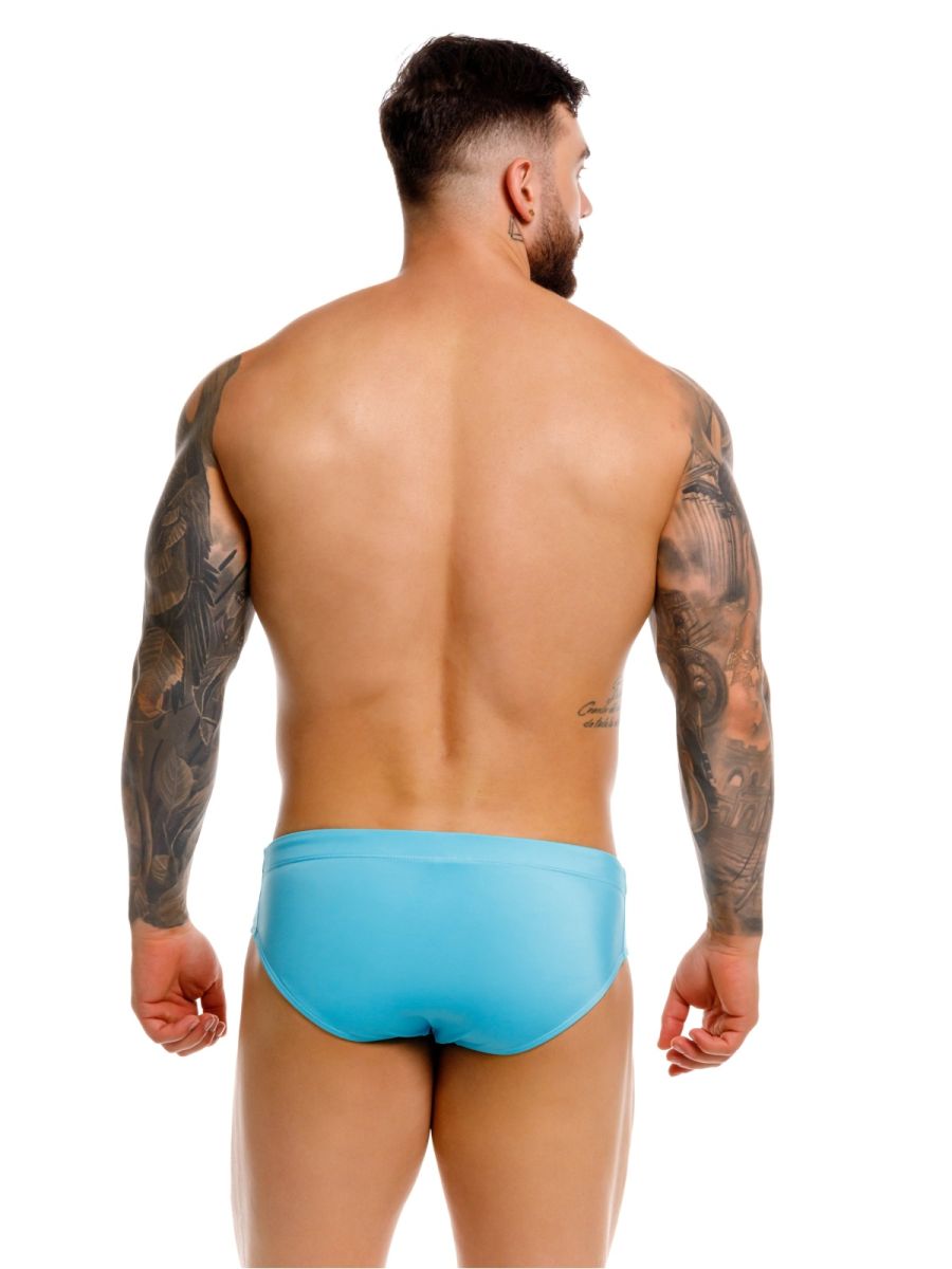 Bright blue jor 2387 travel swim briefs with smooth form fitting design in turquoise color for swimming use