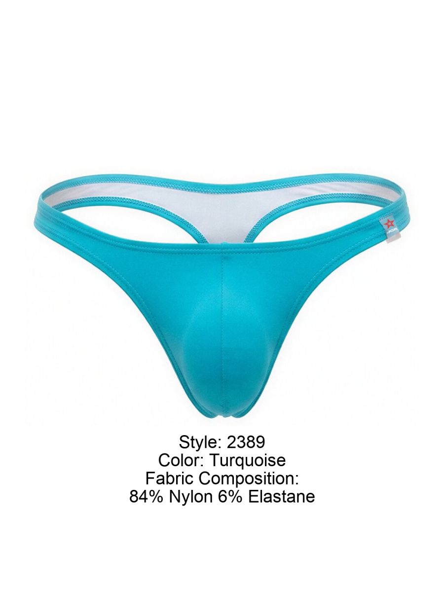 Turquoise jor 2389 travel swim thong made of nylon and elastane with white inner lining for comfortable wear