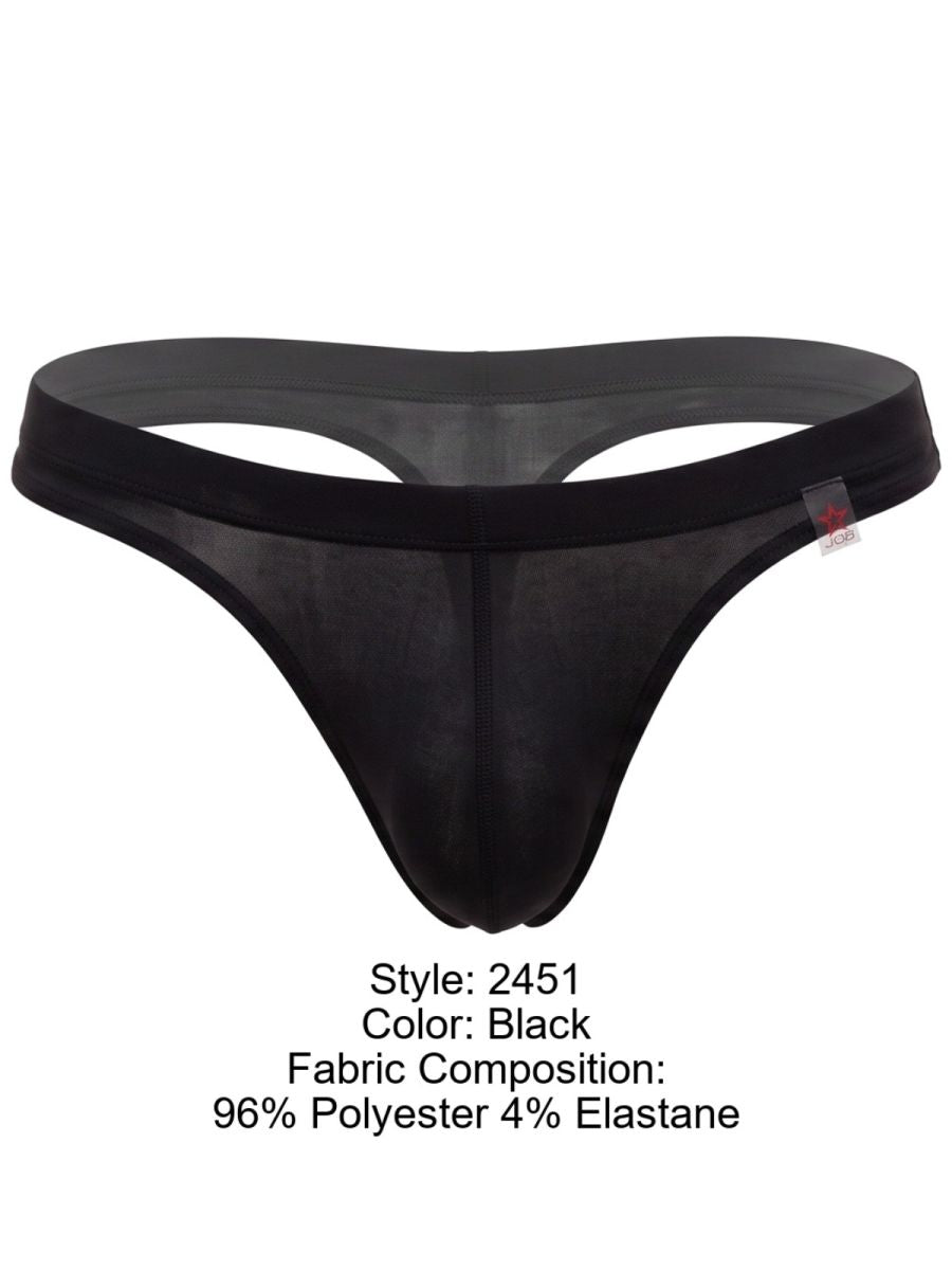 JOR 2451 Ropa interior de hombre, tanga lisa invisible, color negro