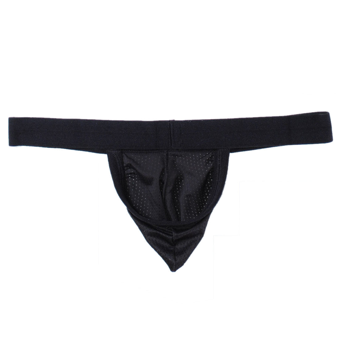 WildmanT black strapless jockstrap made of breathable micro-mesh fabric with a wide, soft elastic waistband.