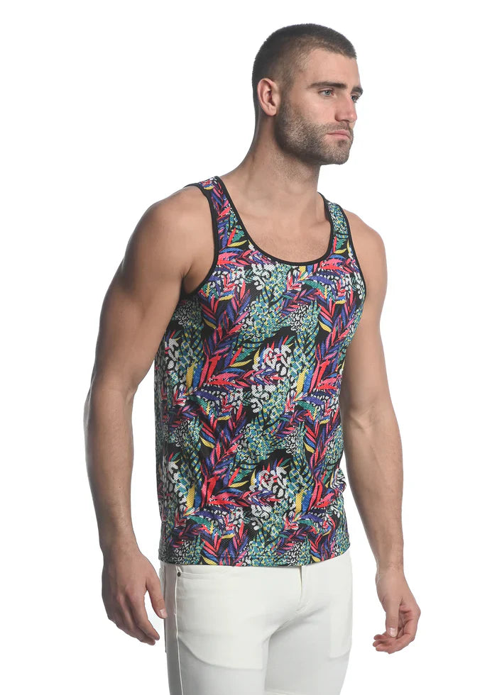 CAMISETA DE MALLA CON ESTAMPADO ABSTRACTO DE JUNGLA