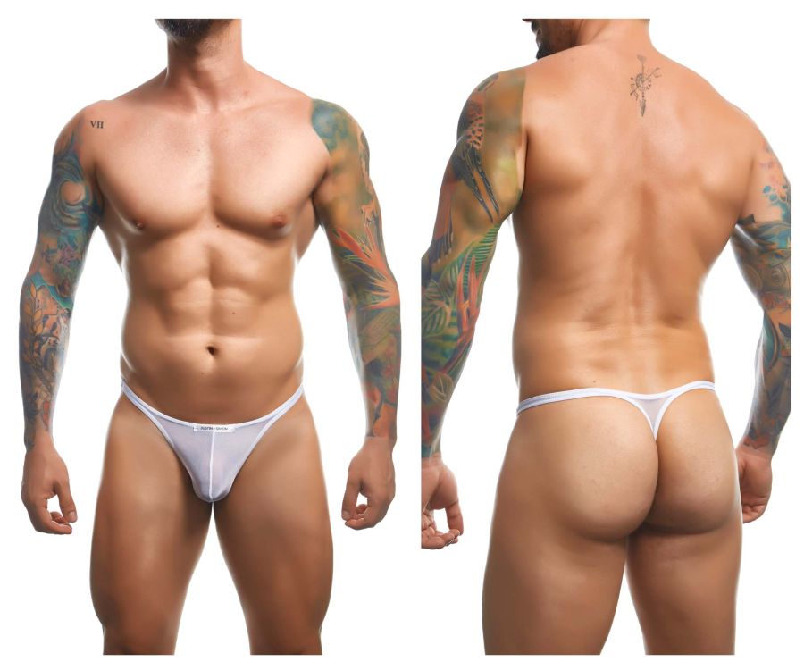 JUSTIN+SIMON XSJ03 Tangas Clásicas Color Blanco Malla