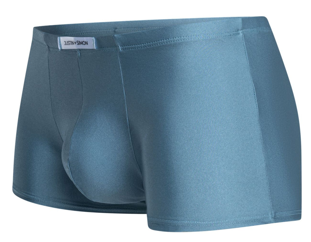 Blue satin briefs from justin simon in classic boxer style color metal green with smooth satin finish
