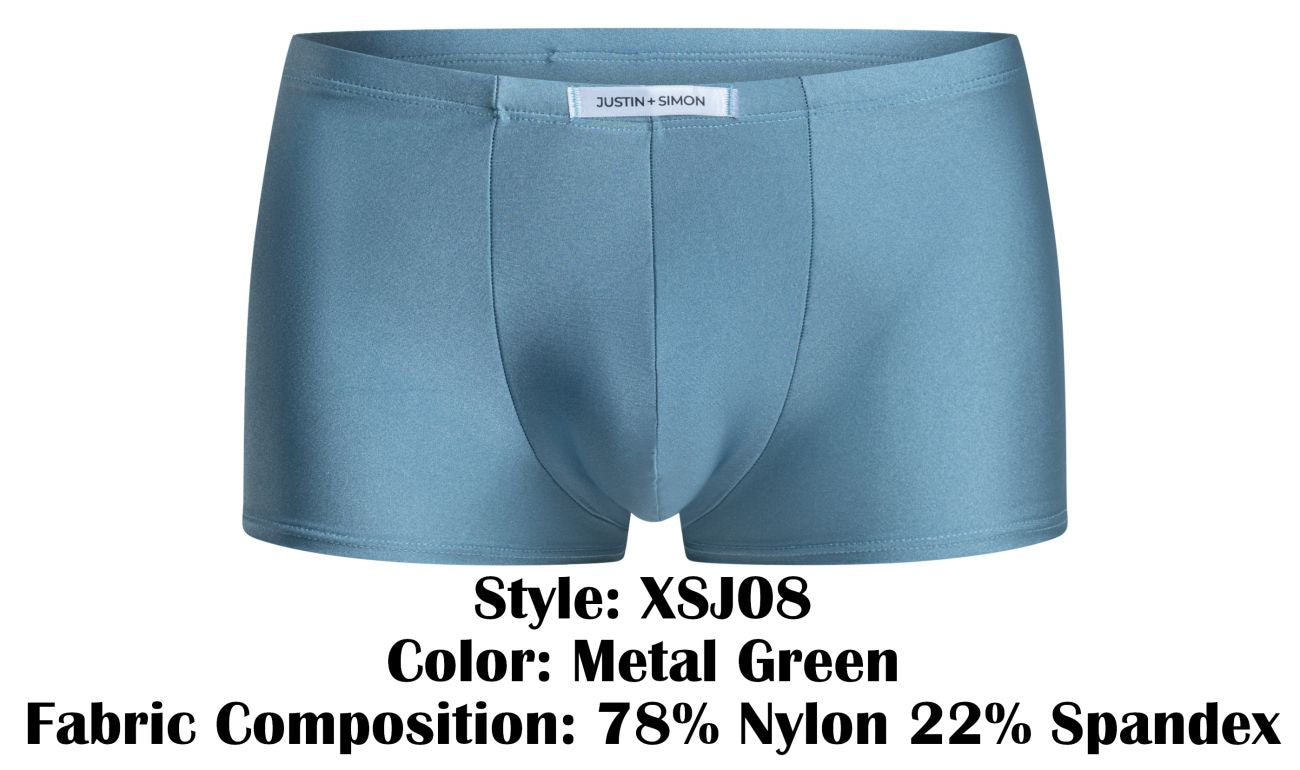 Metal green boxer briefs by justin and simon made from 78 nylon and 22 spandex classic xsj08 style