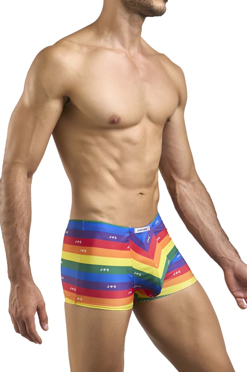 Justin simon xsj08 classic boxer color pride flag rainbow-striped men s boxer briefs with chevron pattern and js logo