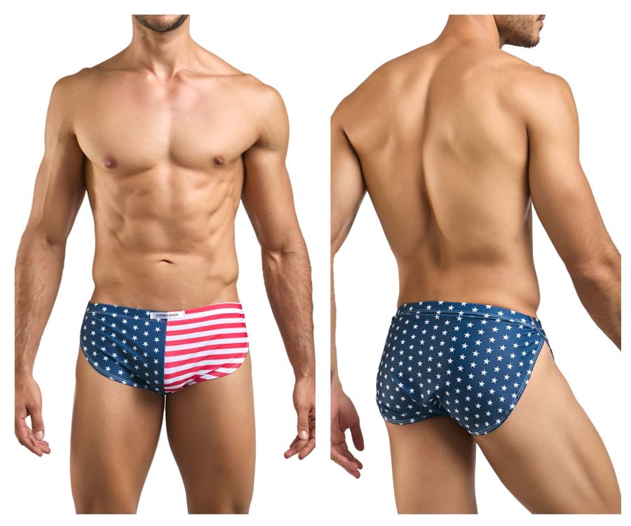 Justin simon xsj09 running shorts with usa flag design in blue and red stretchy fabric with white stars
