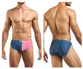 Justin simon xsj09 running shorts with usa flag design in blue and red stretchy fabric with white stars