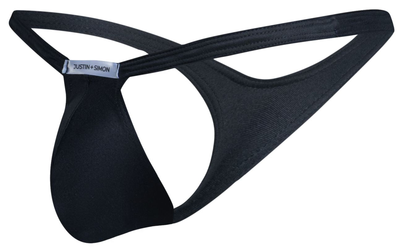 Black justin simon xsjbu02 bulge thong with sleek minimalist design and smooth fabric in peach and black color
