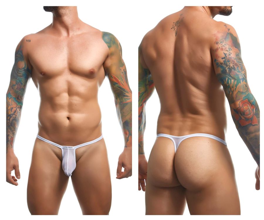 JUSTIN+SIMON XSJBU02 Tanga abultada de malla blanca