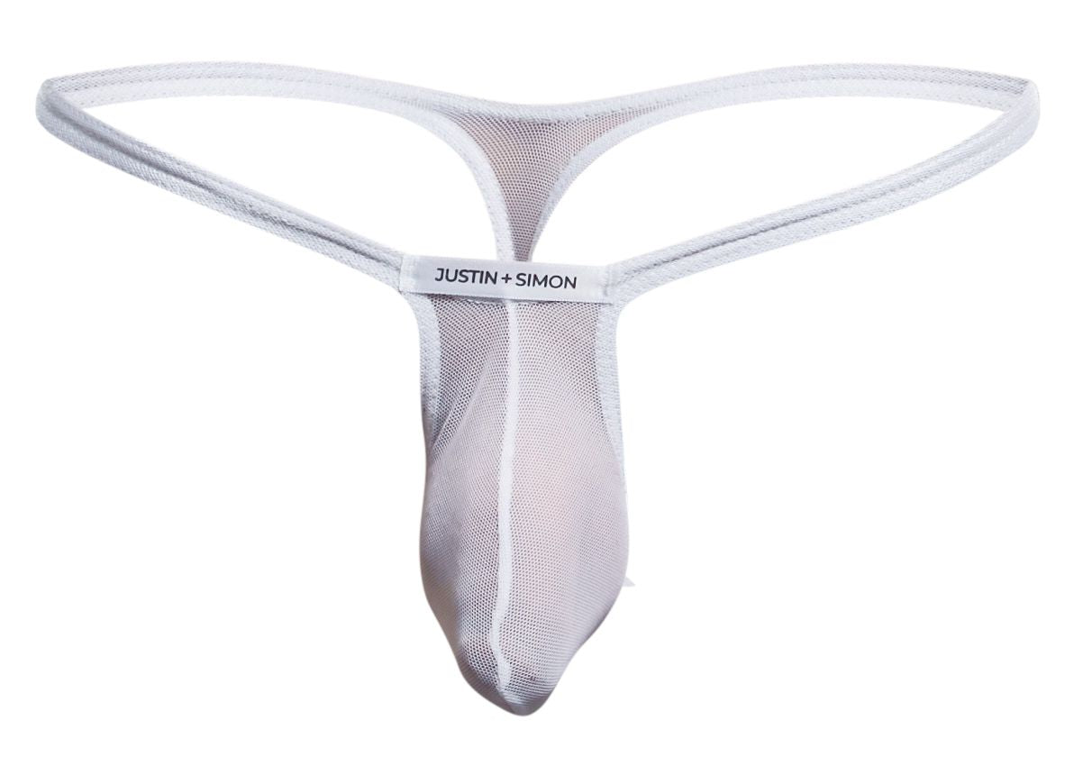 JUSTIN+SIMON XSJBU02 Tanga abultada de malla blanca
