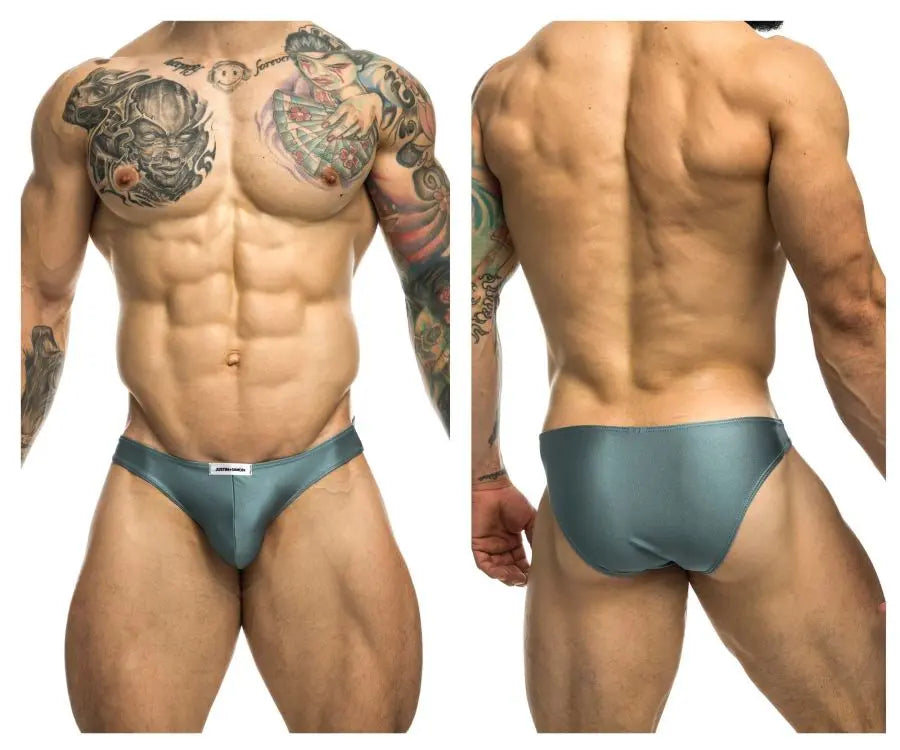 JUSTIN+SIMON Men's Underwear XSJ01 Classic Bikini Color Metal Green