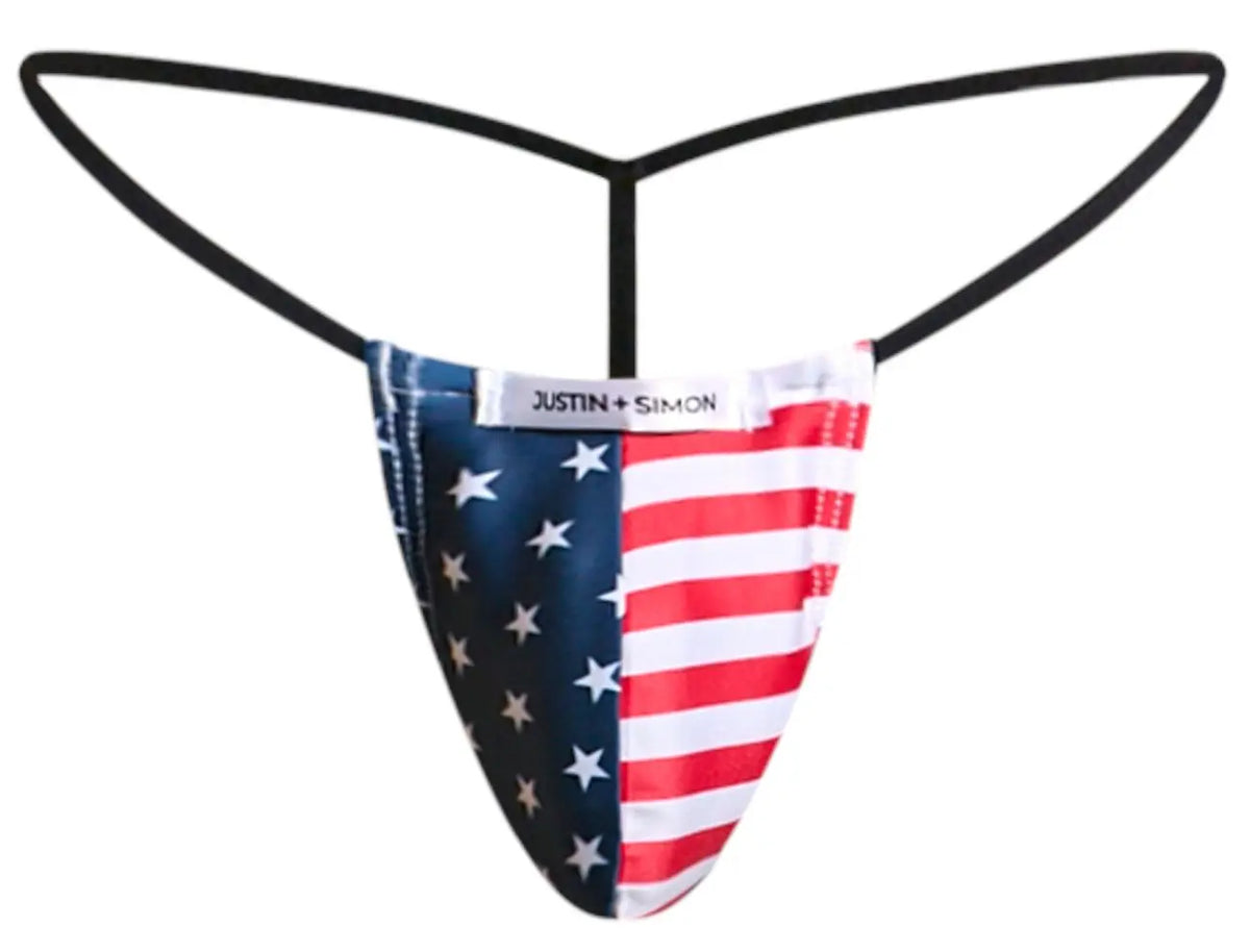 JUSTIN+SIMON Ropa Interior Masculina XSJ02 Tanga Clásico Color Bandera de EE. UU.