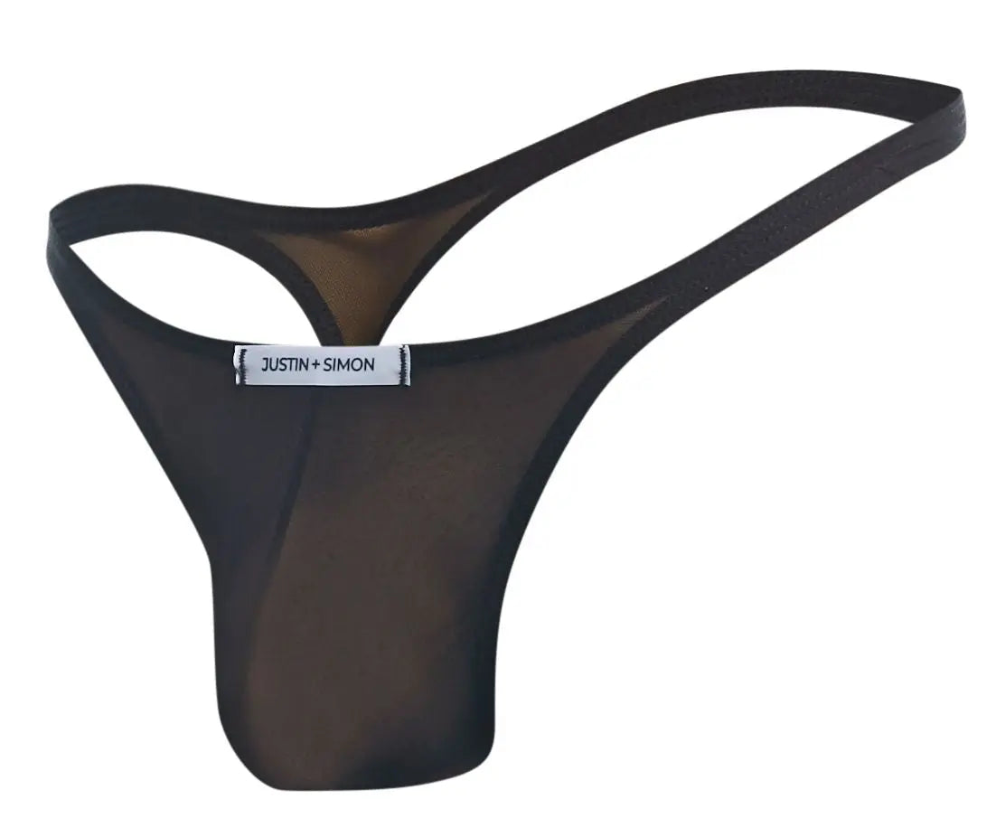 JUSTIN+SIMON Herrenunterwäsche XSJ03 Klassische Strings Farbe Schwarz Mesh