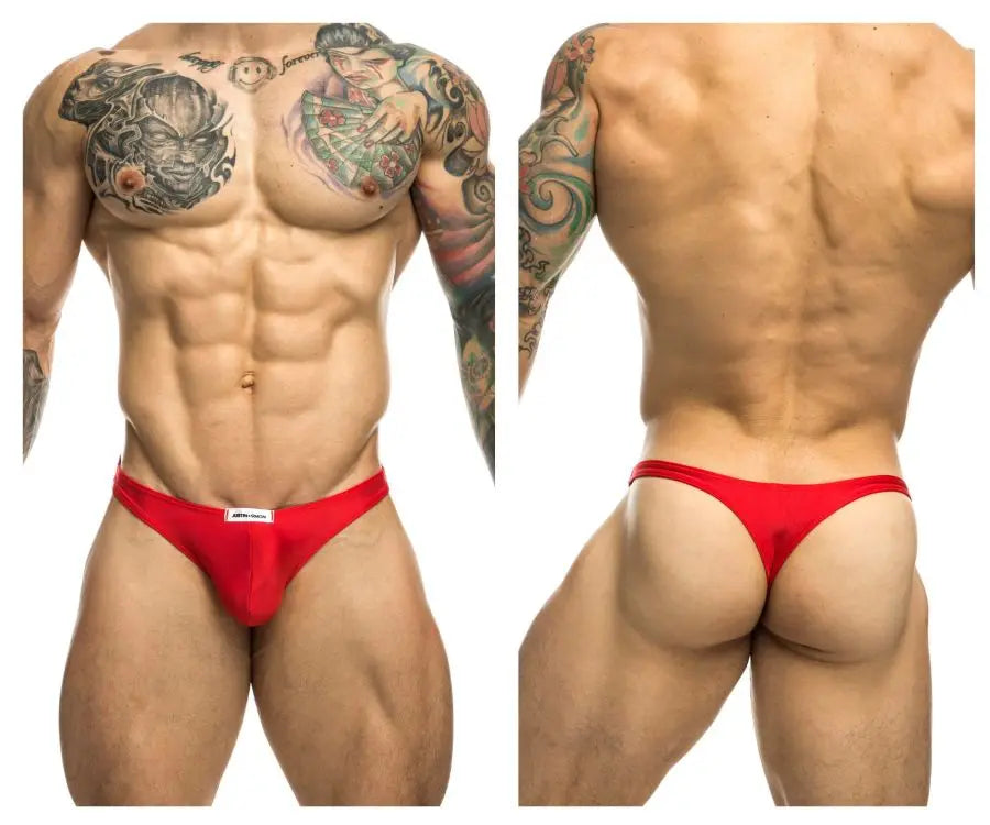 JUSTIN+SIMON Ropa interior masculina XSJ03 Tanga clásica Color Rojo