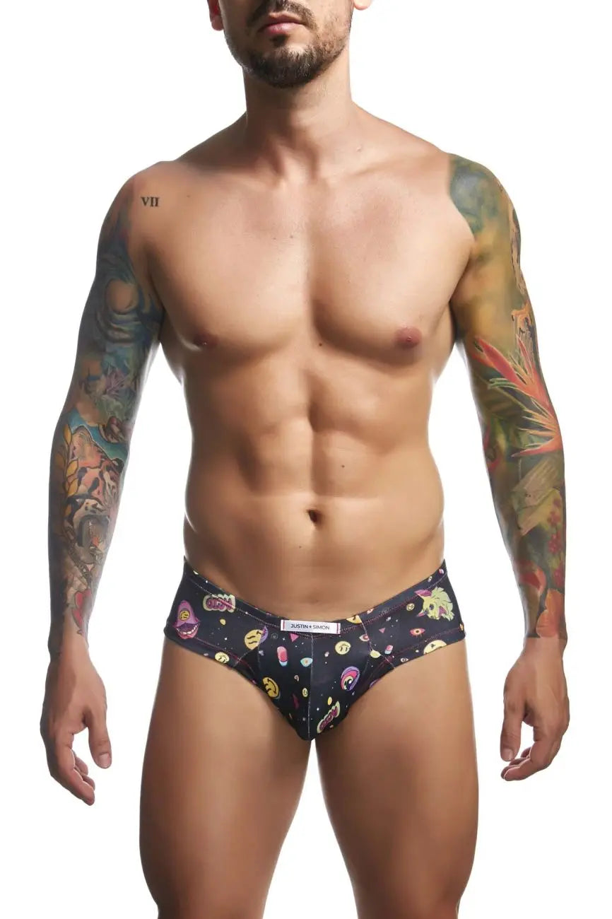 JUSTIN+SIMON Men's Underwear XSJ22 Cheek Briefs Color Psycodelic
