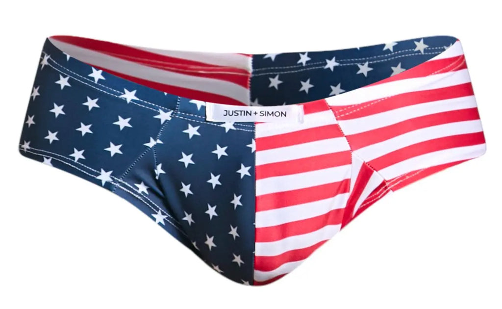 JUSTIN+SIMON Men's Underwear XSJ22 Cheek Briefs Color USA Flag